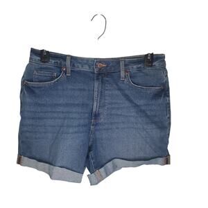 Sonoma Denim Shorts Women 14 (fits 12) Cuffed Rolled Hem Stretch Medium Wash